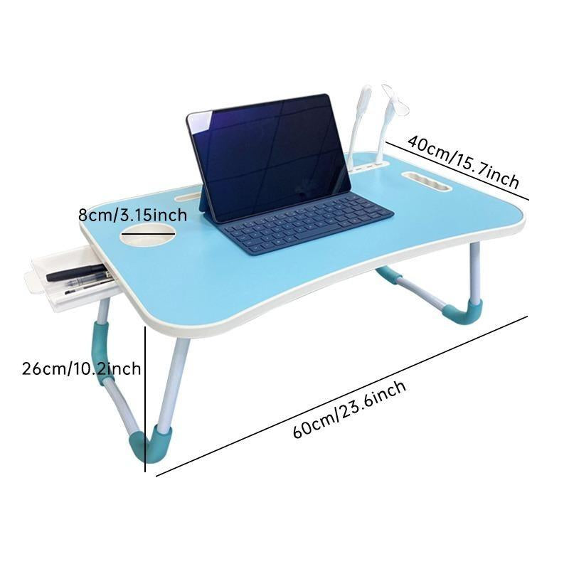 Laptop Bed Desk – Portable Foldable Lap Desk with Storage Drawer & Cup Holder for Bed, Couch, Working, and Reading