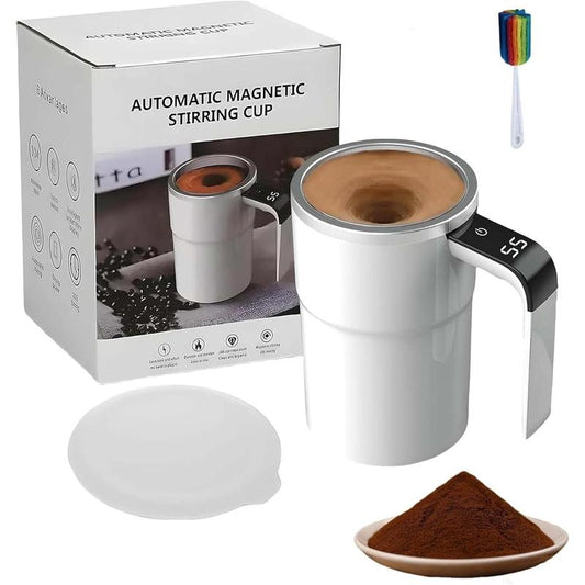Self Stirring Mug, Rechargeable Auto Magnetic Coffee Mug with Digital Display, Waterproof Automatic Mixing Cup for Milk/Cocoa at Office/Kitchen/Travel 13Oz, Best Gift