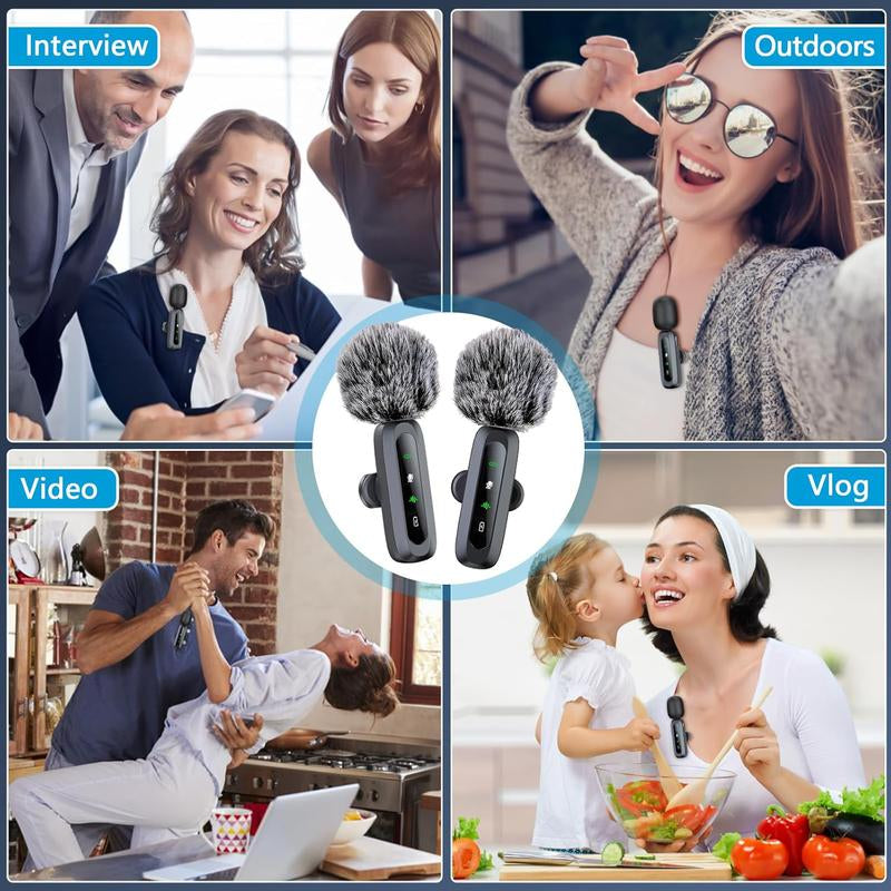 HITOZON Professional Wireless Lavalier Microphone for Iphone,Android Phone,Wireless Microphone Plug-Play,Lapel Mic for Video Recording,Teaching, Interviews,Podcast,Cordless Omnidirectional Condenser Recording Mic for Tiktok,Youtube,Vlog