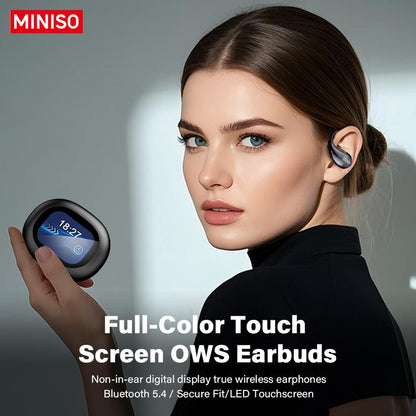 MINISO MS189 Wireless Earphones,Stereo HIFI Sound Earphones,Full Color Display Touch,Up to 48 Hours Power ,Ultra-Comfort Wireless Headphones,For Gym Running Workout