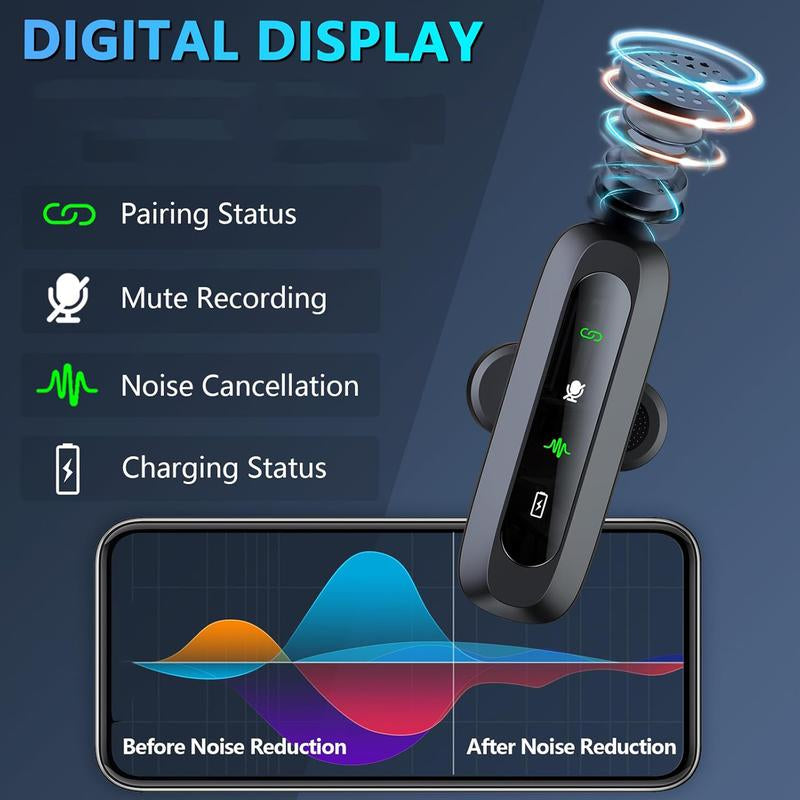 HITOZON Professional Wireless Lavalier Microphone for Iphone,Android Phone,Wireless Microphone Plug-Play,Lapel Mic for Video Recording,Teaching, Interviews,Podcast,Cordless Omnidirectional Condenser Recording Mic for Tiktok,Youtube,Vlog