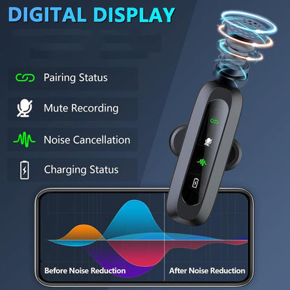 HITOZON Professional Wireless Lavalier Microphone for Iphone,Android Phone,Wireless Microphone Plug-Play,Lapel Mic for Video Recording,Teaching, Interviews,Podcast,Cordless Omnidirectional Condenser Recording Mic for Tiktok,Youtube,Vlog