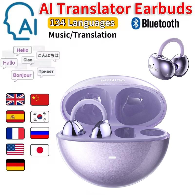 MINISO MS192 Clip on Earbuds Open Ear Wireless BT 5.4 Headphones with Mic and APP, 48H Play, Noise Cancelling, Waterproof, Sports Ear Buds, Comfortable for Ears & Glasses Wearers, Workouts