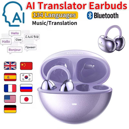MINISO MS192 Clip on Earbuds Open Ear Wireless BT 5.4 Headphones with Mic and APP, 48H Play, Noise Cancelling, Waterproof, Sports Ear Buds, Comfortable for Ears & Glasses Wearers, Workouts