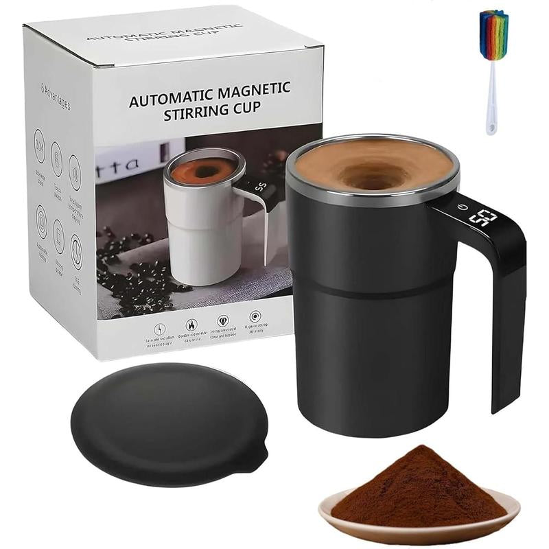 Self Stirring Mug, Rechargeable Auto Magnetic Coffee Mug with Digital Display, Waterproof Automatic Mixing Cup for Milk/Cocoa at Office/Kitchen/Travel 13Oz, Best Gift