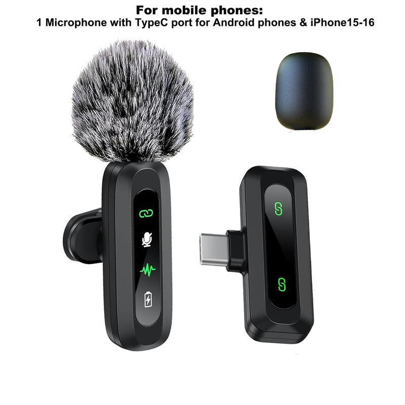 HITOZON Professional Wireless Lavalier Microphone for Iphone,Android Phone,Wireless Microphone Plug-Play,Lapel Mic for Video Recording,Teaching, Interviews,Podcast,Cordless Omnidirectional Condenser Recording Mic for Tiktok,Youtube,Vlog