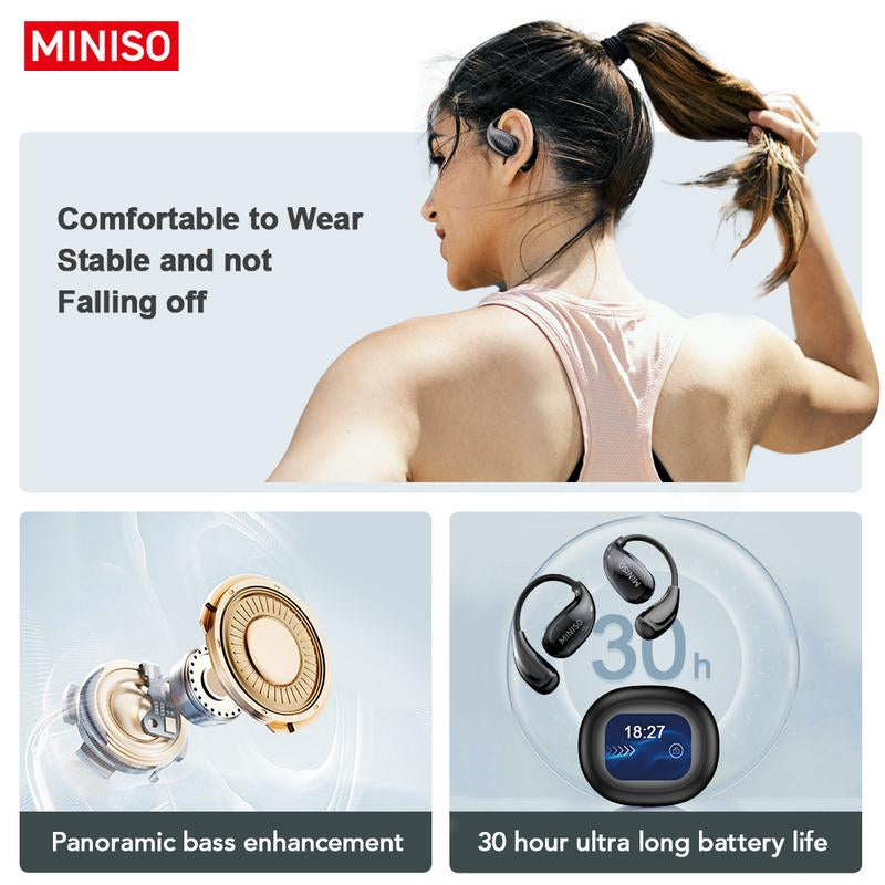 MINISO MS189 Wireless Earphones,Stereo HIFI Sound Earphones,Full Color Display Touch,Up to 48 Hours Power ,Ultra-Comfort Wireless Headphones,For Gym Running Workout