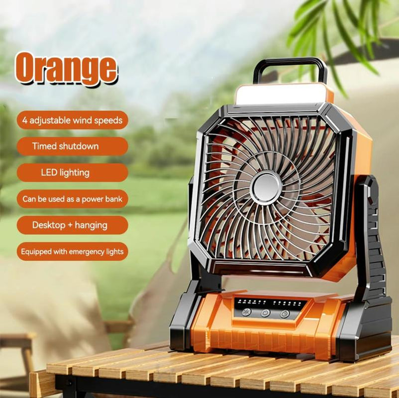 2025 Newest50000Mah Rechargeable Camping Fan with LED Lights, Portable Multifunctional Fan with 360°Rotating Hooks, Remote Control Shaking Head Desk Fan for Tent Travel Home Multifunction Outdoor Activities