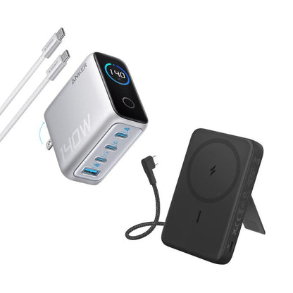 Anker Laptop Charger (140W, 4-Port, PD 3.1) with USB-C Cable + Anker Zolo Magnetic Power Bank (10K, 30W, Built-In USB-C Cable)