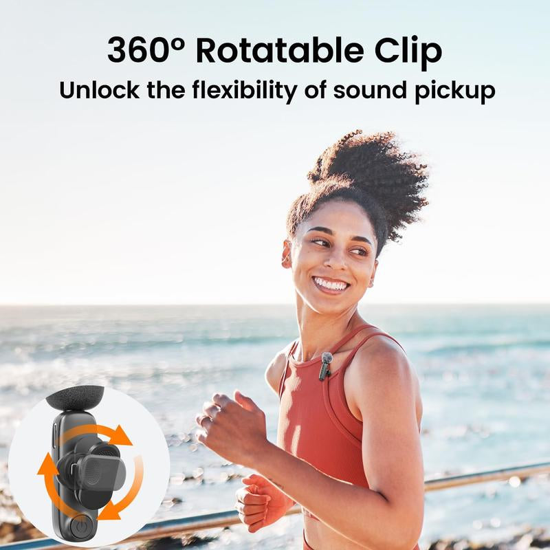 HITOZON Professional Wireless Lavalier Microphone for Iphone,Android Phone,Wireless Microphone Plug-Play,Lapel Mic for Video Recording,Teaching, Interviews,Podcast,Cordless Omnidirectional Condenser Recording Mic for Tiktok,Youtube,Vlog