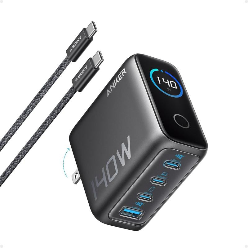 Anker Laptop Charger (140W, 4-Port, PD 3.1) with USB-C Cable + Anker Zolo Magnetic Power Bank (10K, 30W, Built-In USB-C Cable)