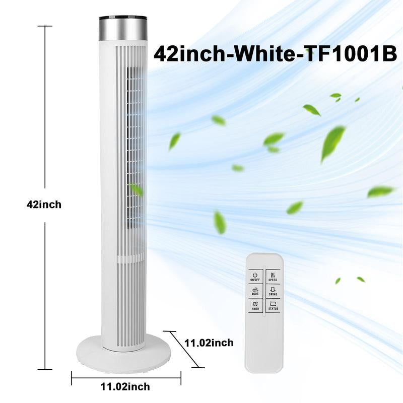 TMWINGS Tower Fan for Bedroom, 36/40/42 Inch Quiet Standing Fan, 90° Oscillating Bladeless Cooling Fan with Remote & Touch Control, 3 Speeds, 3 Modes, 24H Timer, High Velocity Airflow, Child-Safe Design, Floor Fan for Home Living Room Office