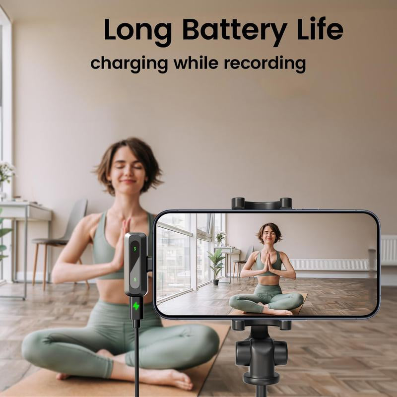 HITOZON Professional Wireless Lavalier Microphone for Iphone,Android Phone,Wireless Microphone Plug-Play,Lapel Mic for Video Recording,Teaching, Interviews,Podcast,Cordless Omnidirectional Condenser Recording Mic for Tiktok,Youtube,Vlog