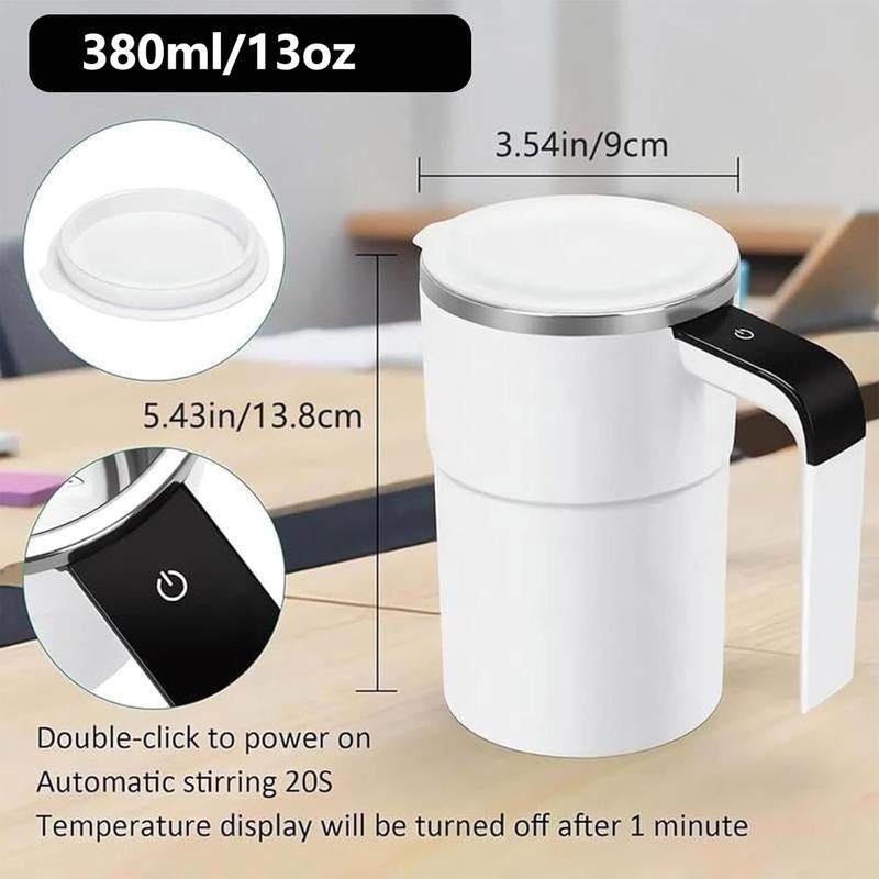 Self Stirring Mug, Rechargeable Auto Magnetic Coffee Mug with Digital Display, Waterproof Automatic Mixing Cup for Milk/Cocoa at Office/Kitchen/Travel 13Oz, Best Gift