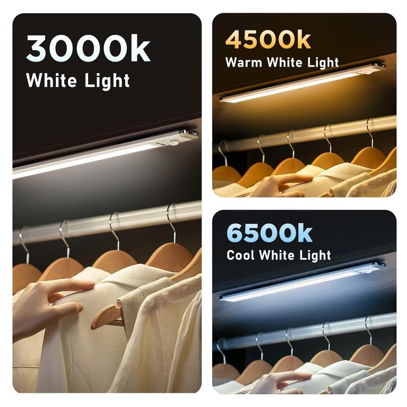 Under Cabinet Lights,76Led Motion Sensor Night Light Indoor，Magnetic Dimmable Lights for Kitchen,1500Mah USB Rechargeable Light，Wardrobe Lighting, Stairs