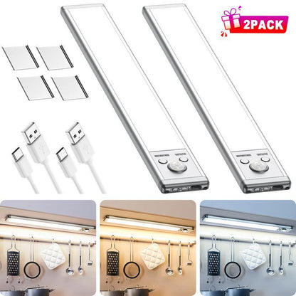 Under Cabinet Lights,76Led Motion Sensor Night Light Indoor，Magnetic Dimmable Lights for Kitchen,1500Mah USB Rechargeable Light，Wardrobe Lighting, Stairs