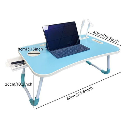 Laptop Bed Desk – Portable Foldable Lap Desk with Storage Drawer & Cup Holder for Bed, Couch, Working, and Reading