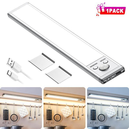 Under Cabinet Lights,76Led Motion Sensor Night Light Indoor，Magnetic Dimmable Lights for Kitchen,1500Mah USB Rechargeable Light，Wardrobe Lighting, Stairs