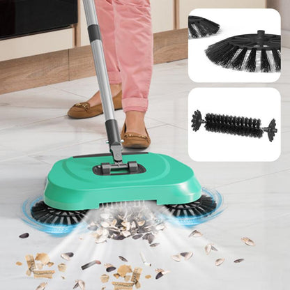 3-In-1 Manual Floor Cleaner - Push Broom, Dust Collector & Mop , Non-Electric Dry/Wet Use for Hardwood & Tile , Pet Hair/Dust Removal , Includes 3 Reusable Microfiber Cloths